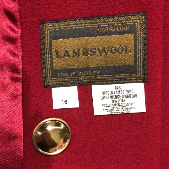 Anna | EUC Red Australian Virgin Lambswool Pea Coat - Picture 11 of 12
